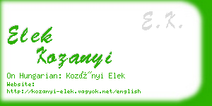 elek kozanyi business card